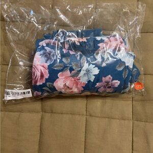 Posh Peanut Floral Kids Sweatpants - Blue and Pink